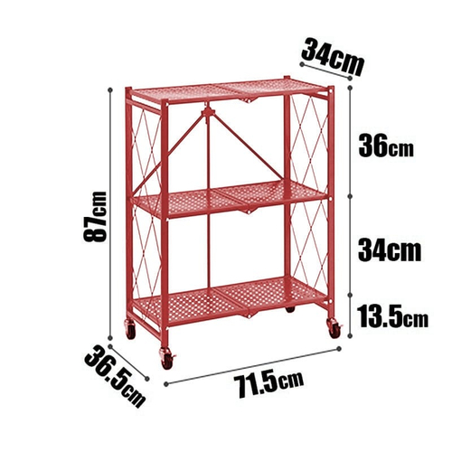 Τροχήλατη Ραφιέρα 3 Επιπέδων 87x71 Κόκκινο