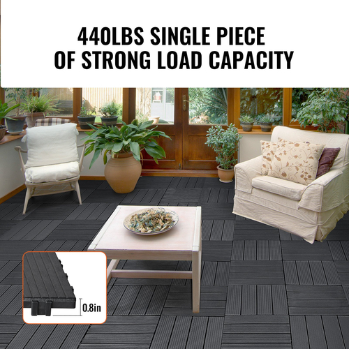 VEVOR Interlocking Deck Tiles 36 Pack 12&quot;x12&quot; Plastic for Orch Dark Grey