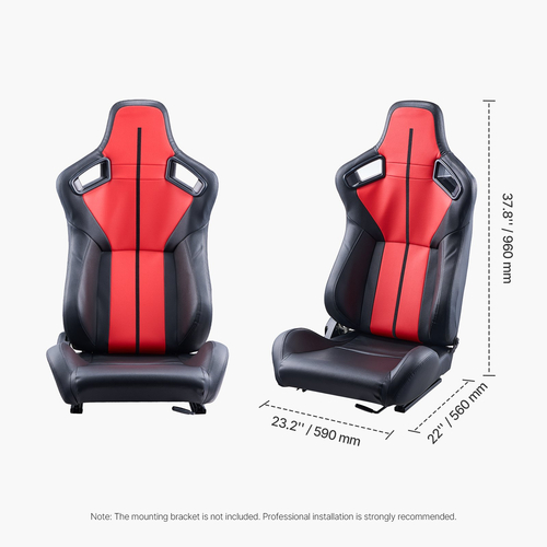 Ρυθμιζόμενη αγωνιστική καρέκλα VEVOR 2 Racing Seat με δέρμα PVC &amp; Slider Q235B