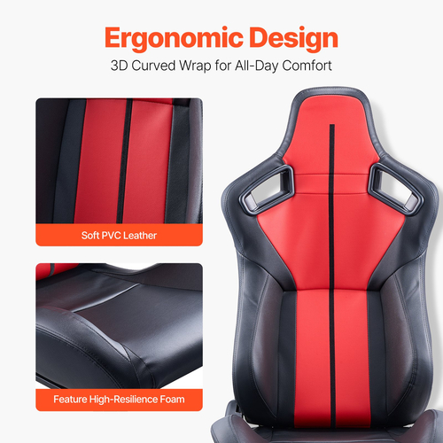 Ρυθμιζόμενη αγωνιστική καρέκλα VEVOR 2 Racing Seat με δέρμα PVC &amp; Slider Q235B