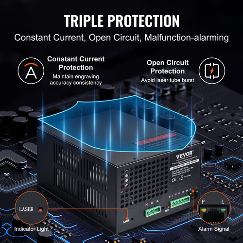 Τροφοδοτικό λέιζερ VEVOR CO2 για χαράκτες και κόφτες λέιζερ σωλήνων λέιζερ 100W