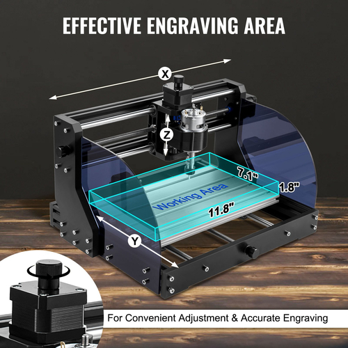 Μηχανή χάραξης VEVOR 300×180×45 mm CNC Router CNC 3018 Pro 15W Laser Engraver GRBL Control 3 Axis Laser Engraving Machine, with Offline Controller, για σκάλισμα πλαστικού, ακρυλικού, PVC, ξύλου