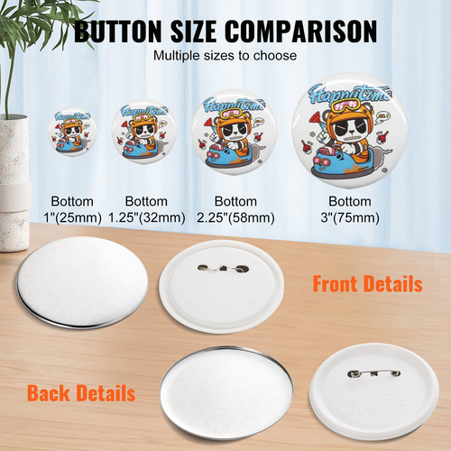 VEVOR 3&quot; 75mm Button Badge Parts Supplies for Button Maker Machine 200 Sets