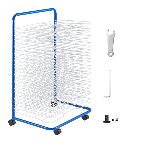 VEVOR Art Drying Rack 25 Removable Shelves Paint Drying Rack with 4 wheels Blue