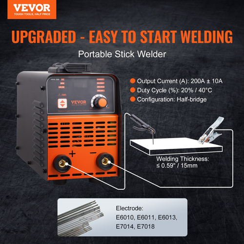 VEVOR ARC Stick Welder 220V 200A 2in1 Lift TIG Welding Machine Hot Start