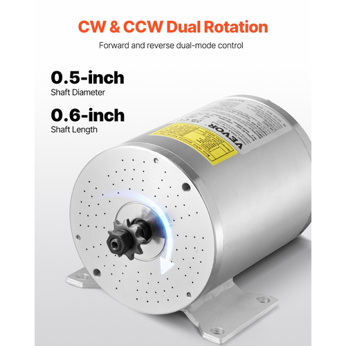 VEVOR 1800W Electric Brushless DC Motor Kit 48V 4500rpm Motor &amp; Speed ​​Controller