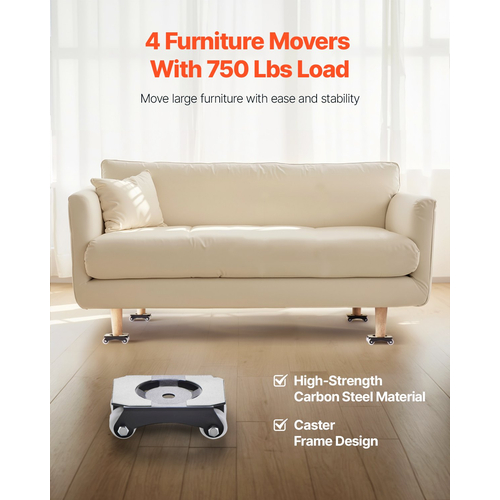 VEVOR Furniture Dolly Heavy Duty Furniture Movers with Casters Χωρητικότητα 750 lbs