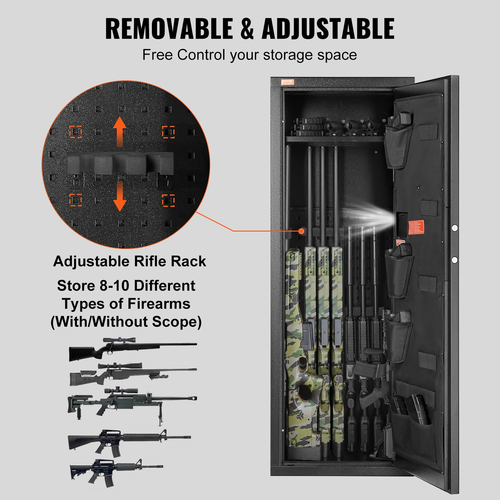 VEVOR 6-10 Rifles Gun Safe Θυρίδα ασφαλείας Rifle με κλειδαριά &amp; αφαιρούμενο ράφι ψηφιακού πληκτρολογίου