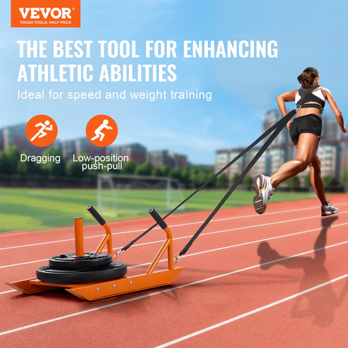 VEVOR Weight Power Pull Push Sled Fitness Strength Speed ​​Training Sled Orange