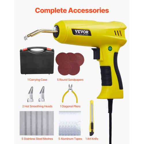 Plastic Welder 220W Plastic Welder Gun Kit με 1200 συνδετήρες &amp; 76 ράβδους