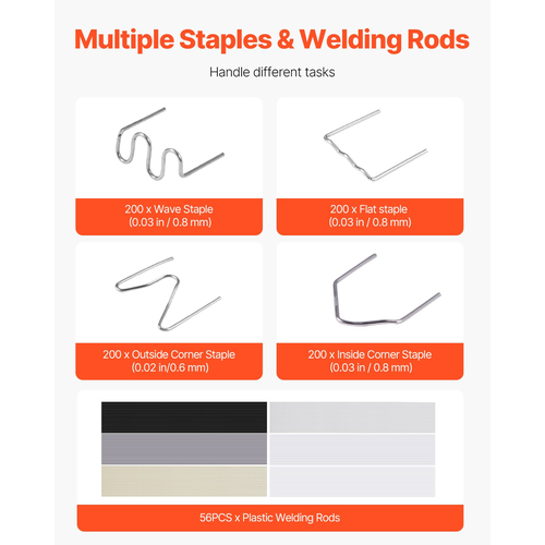 Plastic Welder 220W Plastic Welder Gun Kit με 800 συνδετήρες &amp; 56 ράβδους