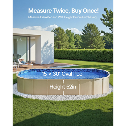 VEVOR Oval Liner Pool Liner 15x30ft Unibead Style Pool Liner 52in Ύψος τοίχου