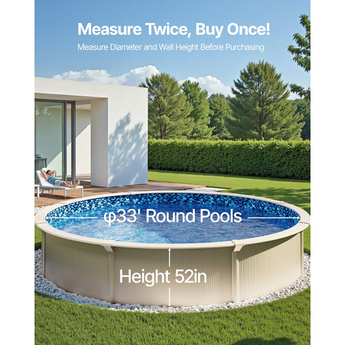 VEVOR Round Pool Liner 33ft Unibead Style Pool Liner 52in Ύψος τοίχου