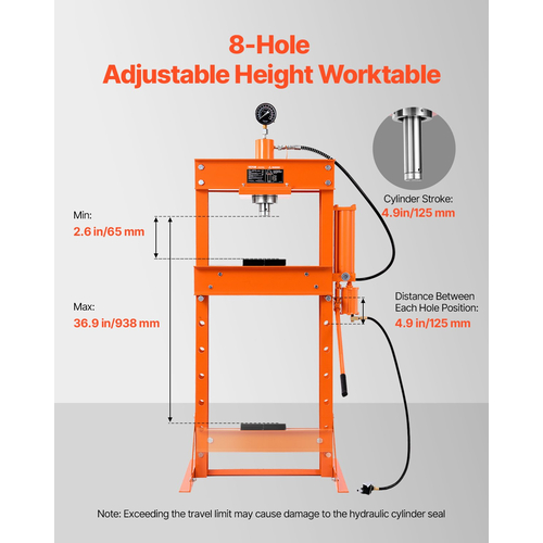 VEVOR 30 T Hydraulic Shop Πρέσα Υδραυλική πρέσα με πλάκα πρέσας για κάμψη