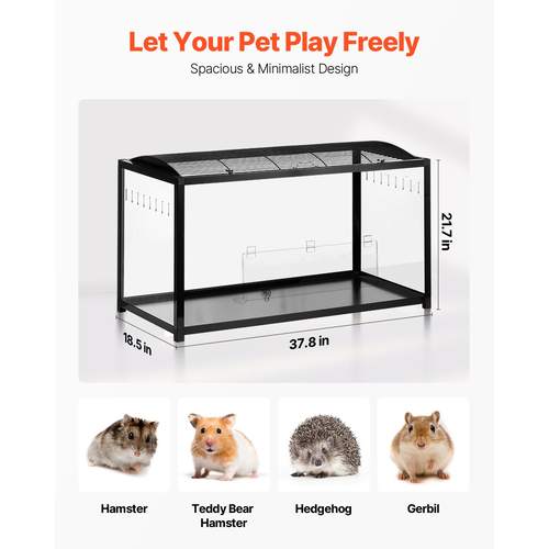 VEVOR Hamster Cage Habitat 37,8 in Clear Rodent Gerbil Mice Small Animal House