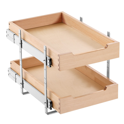 VEVOR 2 Tier Pull Out Organizer ντουλαπιών Soft Close Slideout Ξύλινο συρτάρι 14&quot; Π x 21&quot; D