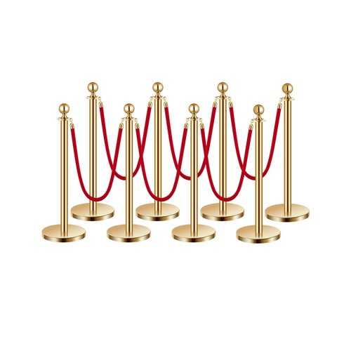 VEVOR 8 τμχ Gold Stanchion Post 6 Red Velvet Ropes Sand Injection Hollow Base