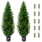 VEVOR 2 Pack 4&#039; Artificial Cedar Topiary Tree Faux Plant UV Decor In/Outdoor